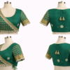 Hand embroidered silk Aari work saree blouse emerald green