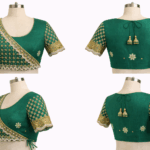 Hand embroidered silk Aari work saree blouse emerald green