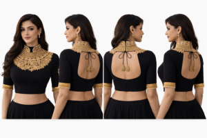 Black High-Neck Aari Embroidered Designer Blouse