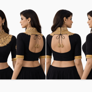 Black High-Neck Aari Embroidered Designer Blouse