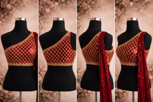 Designer One-Shoulder Aari Work Blouse