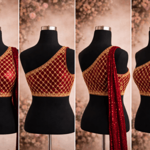 Designer One-Shoulder Aari Work Blouse