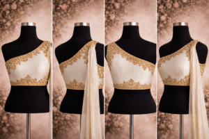 Ivory One-Shoulder Maggam Work Blouse