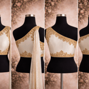 Ivory One-Shoulder Maggam Work Blouse