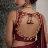 Sleeveless Maroon Silk Aari Work Blouse