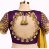 Deep purple silk Aari work blouse bridal Designer bridal silk blouse with cutwork back Hand embroidered Aari work saree blouse deep purple