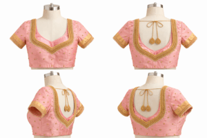 Pink Silk Aari Work Blouse