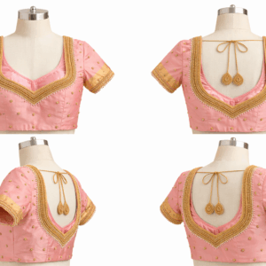 Pink Silk Aari Work Blouse