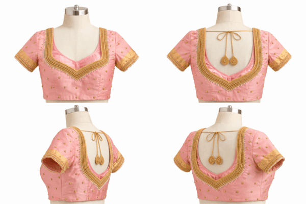 Pink Silk Aari Work Blouse