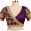Deep purple silk Aari work blouse bridal Designer bridal silk blouse with cutwork back Hand embroidered Aari work saree blouse deep purple
