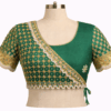 Hand embroidered silk Aari work saree blouse emerald green