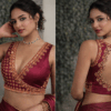 Sleeveless Maroon Silk Aari Work Blouse