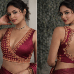 Sleeveless Maroon Silk Aari Work Blouse