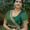 Hand embroidered silk Aari work saree blouse emerald green