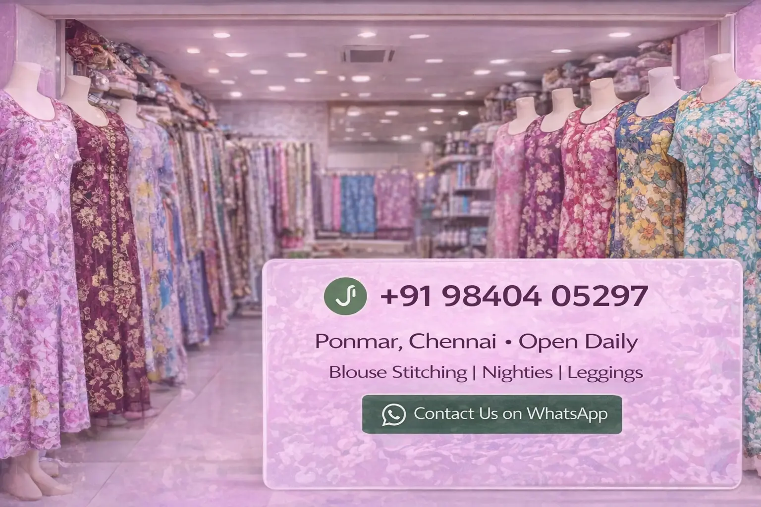 Ladies tailor near me in Ponmar Chennai nighties leggings and blouse stitching store