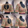 Bridal Aari work blouse design with heavy Zardosi embroidery front and back view