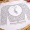 Bridal Aari work blouse design with heavy Zardosi embroidery front and back view