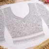 Bridal Aari work blouse design with heavy Zardosi embroidery front and back view