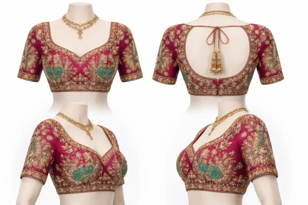 360 view of Aari embroidery bridal blouse