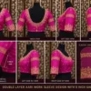 360 view for bridal Aari blouse with double layer embroidery and 5 inch gap maggam work design