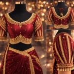 360 view bridal Aari blouse maroon silk