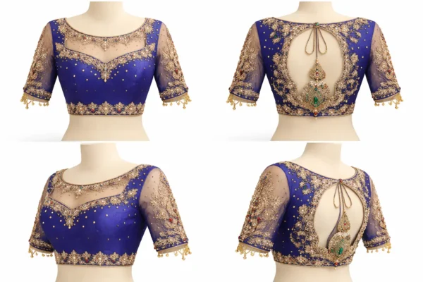 360 view of Aari embroidery bridal blouse