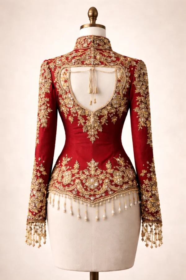 Maggam Work Blouse Back Design with Tassels