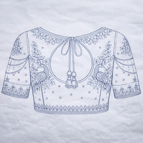 Aari blouse back tracing design with dori pattern