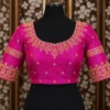 Front design for bridal Aari blouse with double layer embroidery and 5 inch gap maggam work design