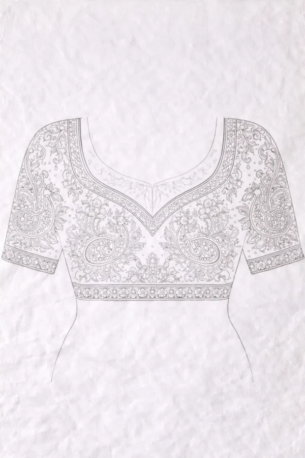 Front blouse Aari design paper tracing