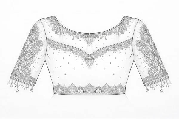 Front blouse Aari design paper tracing