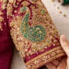 Sleeve design with peacock Aari embroidery