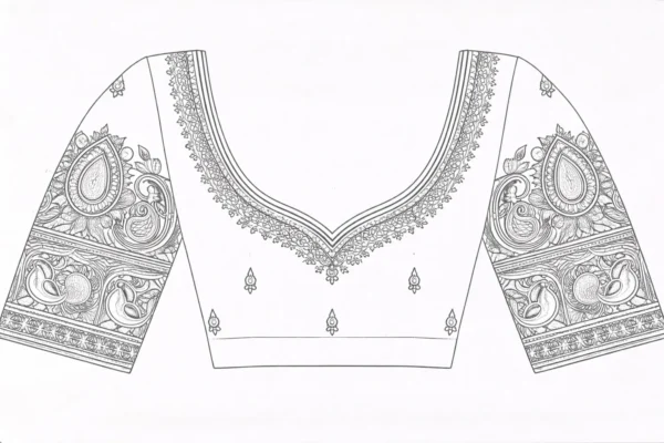 Aari blouse paper tracing front design peacock pattern