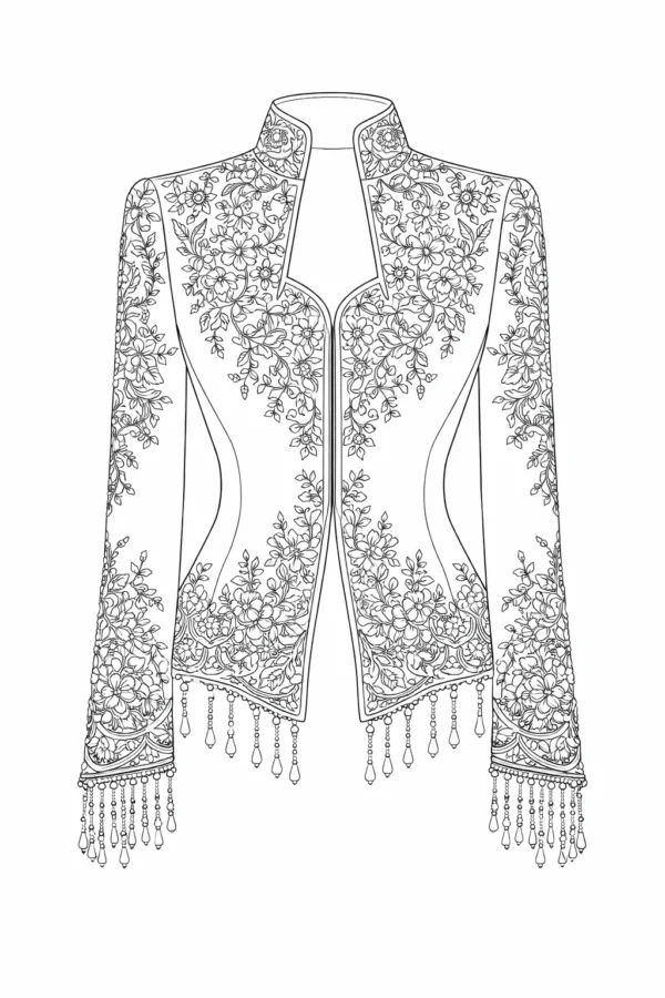 Aari Blouse Front Paper Tracing Design