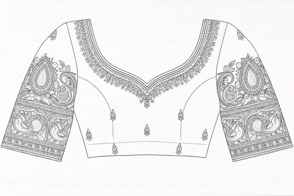 Aari blouse paper tracing front design peacock pattern