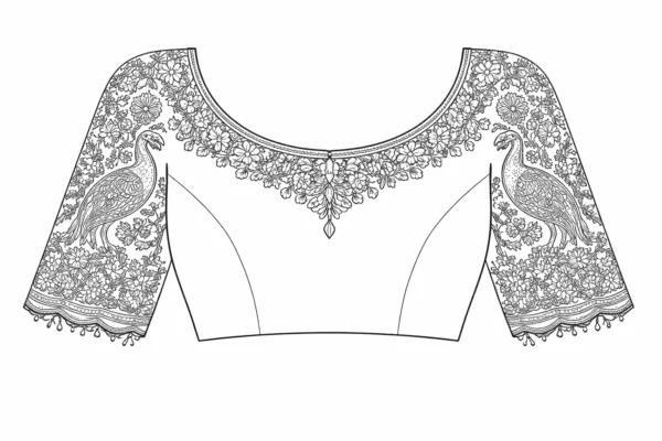 Aari blouse front paper tracing design