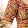 Aari embroidery sleeve design with peacock motif