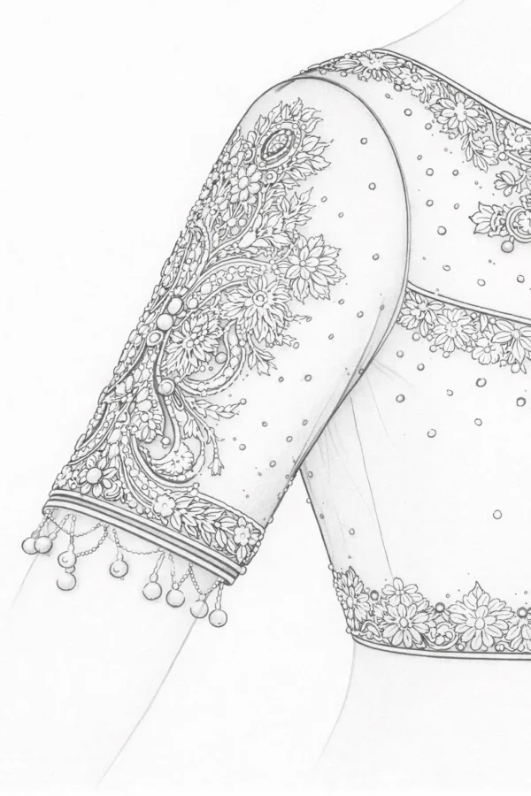 Sleeve Aari work tracing with peacock