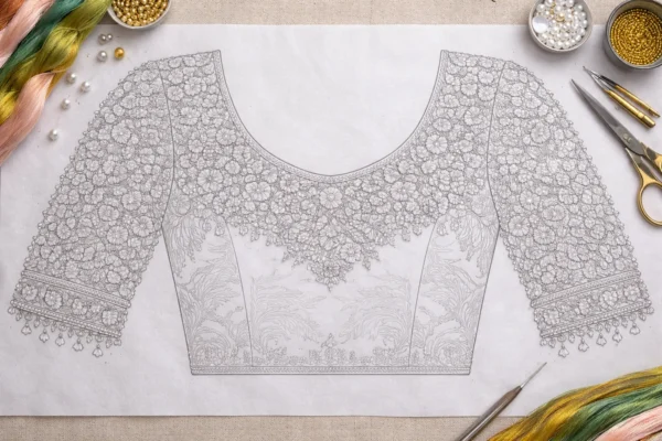 Aari Blouse Front Tracing Design