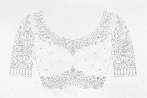 Aari blouse paper tracing front design