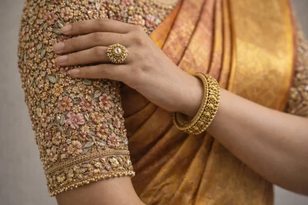 Aari Embroidery Sleeve Close-up Maggam Work