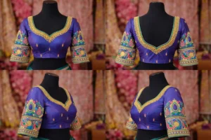 Bridal Aari blouse 360 view silk blouse with heavy embroidery