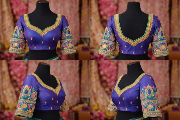 Bridal Aari blouse 360 view silk blouse with heavy embroidery