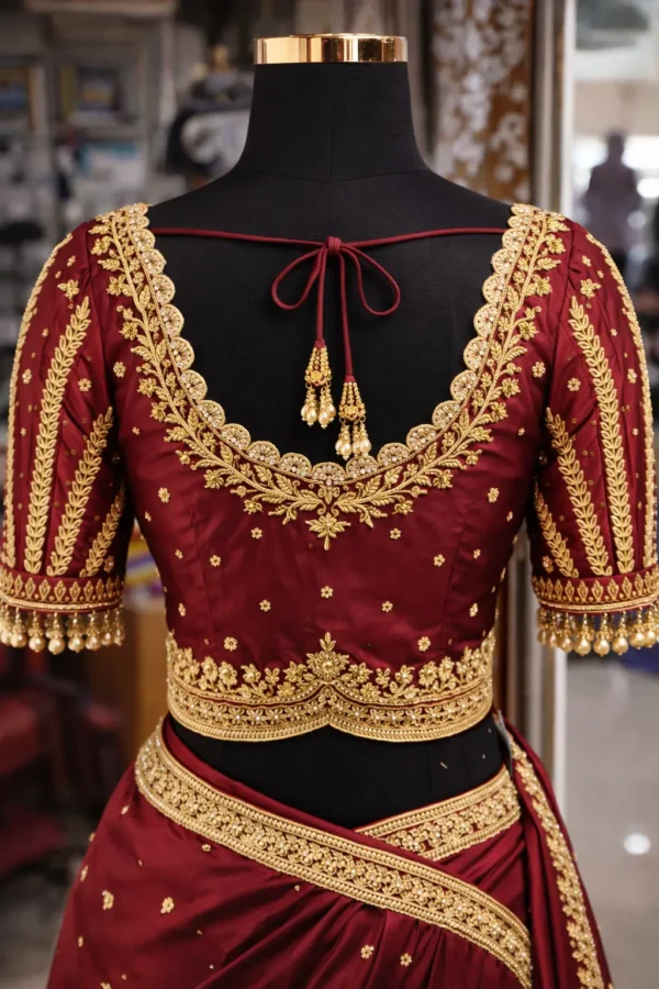 Back side bridal blouse Aari embroidery design