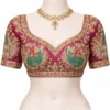 Bridal Aari blouse front design with peacock embroidery