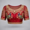 Modern bridal Aari blouse design with peacock embroidery front view