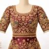 Bridal Aari blouse front view with peacock embroidery