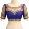 Bridal Aari blouse front design with peacock embroidery