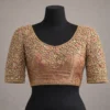 Bridal Aari Work Blouse Front View with Floral Embroidery