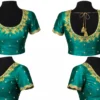 360 view of emerald green bridal Aari blouse with full embroidery details